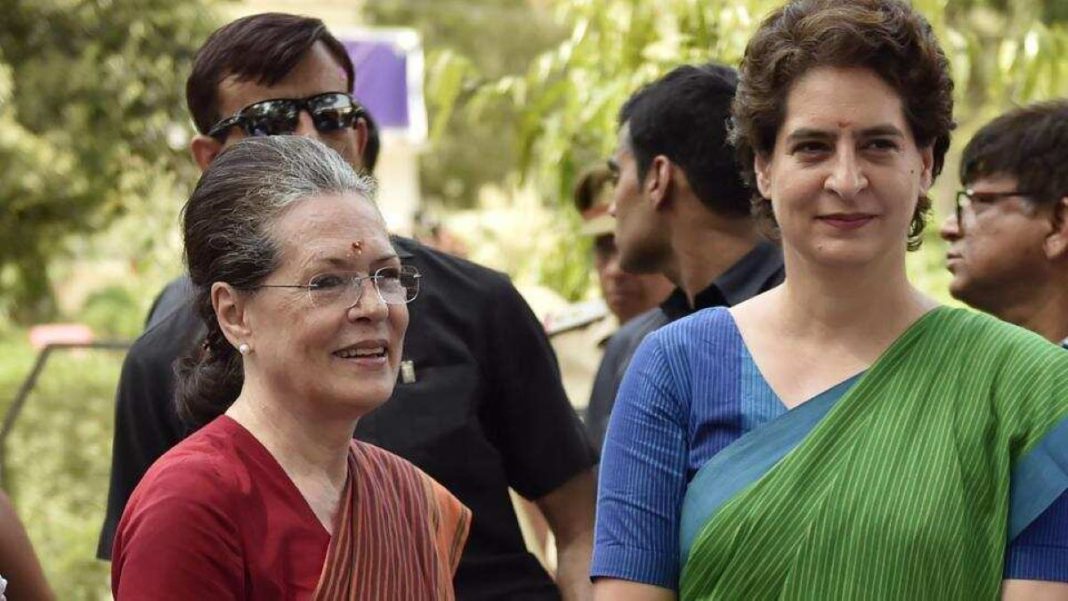 Sonia Gandhi (left) with Priyanka Gandhi (right)