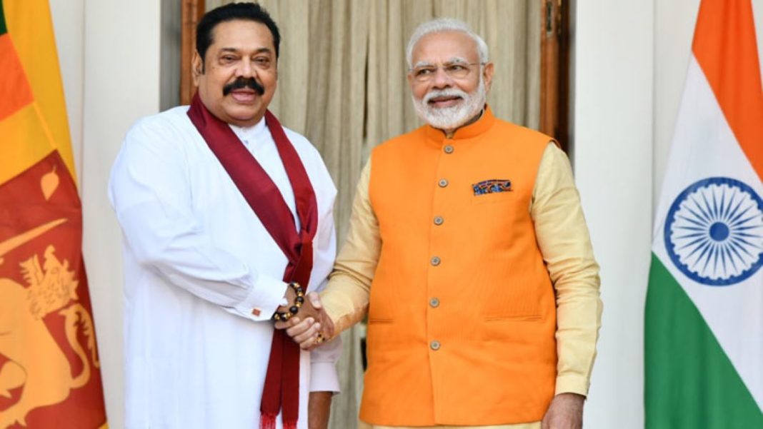PM Mahinda Rajapakse with PM Modi