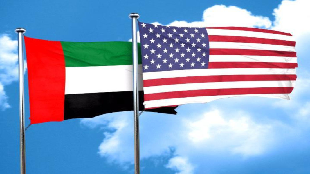 Flags of UAE and USA