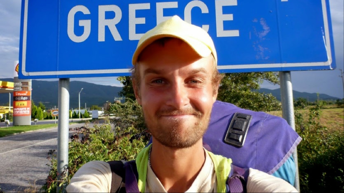 Traveller Meigo Märk, in Greece during his walking expedition.