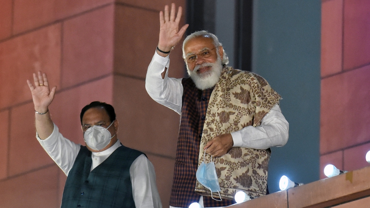 PM Modi, JP Nadda at BJP HQ