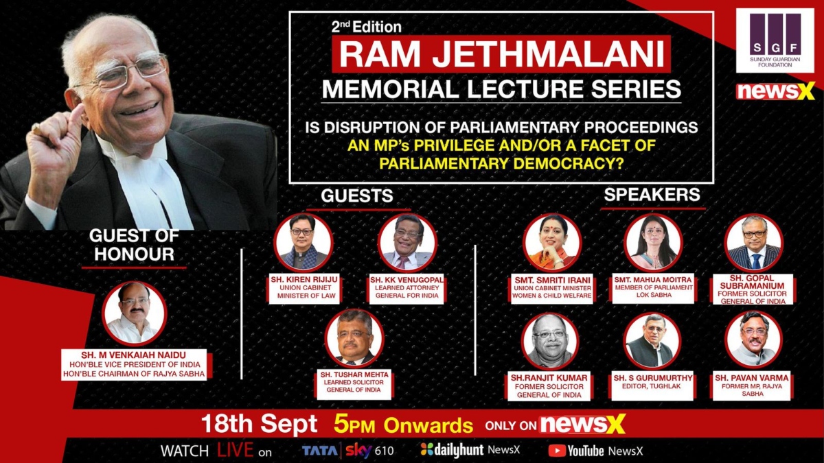 Ram Jethmalani memorial lecture series: Disruption to parliamentary proceedings an MP’s privilege?