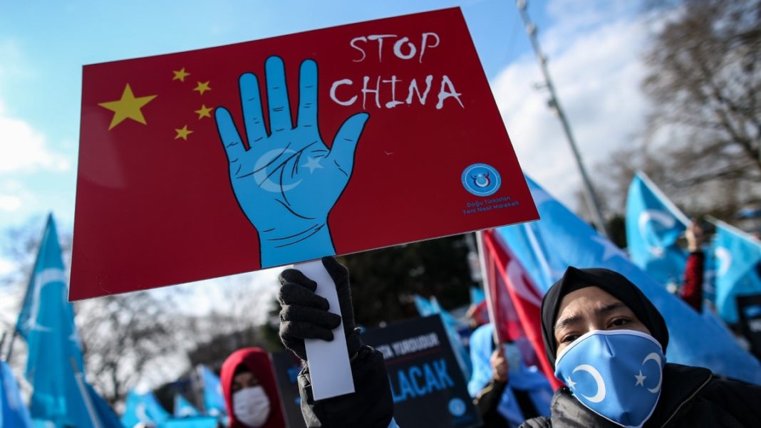 Uyghur people protesting