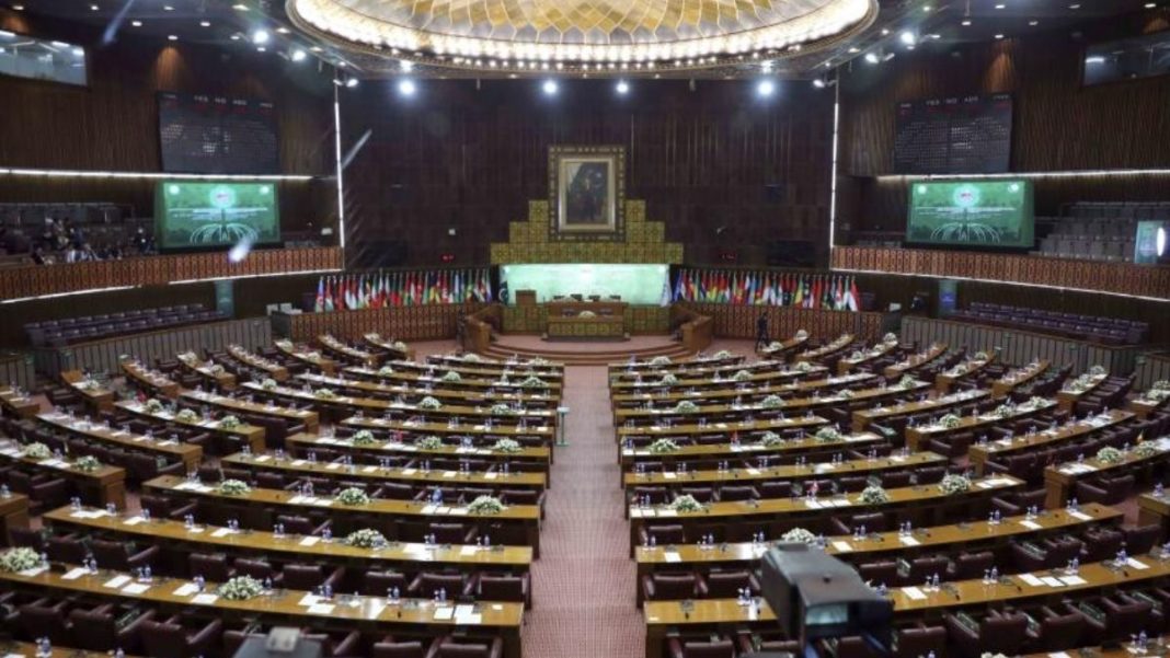 In the pic An empty Pakistan National Assembly