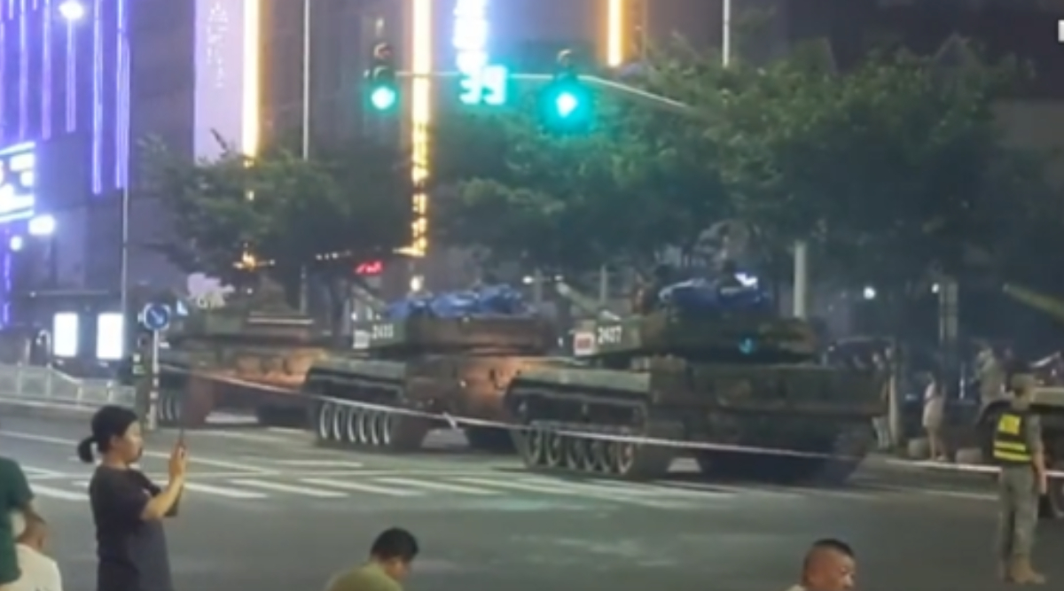 Tanks seen protecting crisis-hit banks in China, prompting internet to declare “history repeats itself”