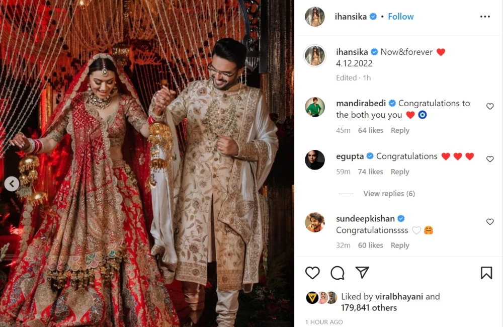 Hansika Motwani Shares Dreamy Pictures from Her Wedding with Sohael Kathuriya