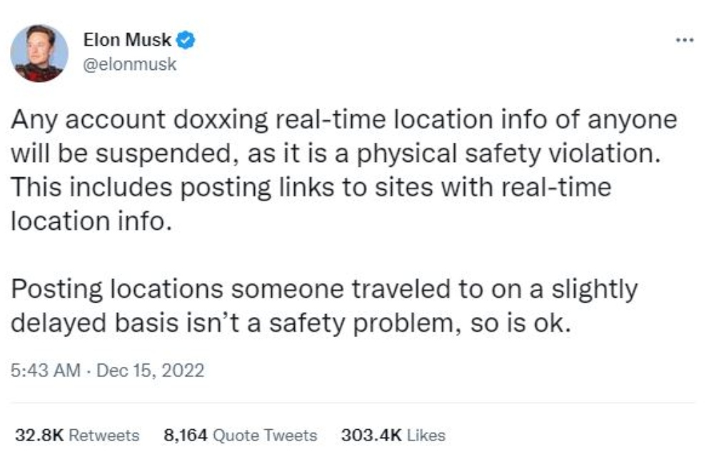 Musk Warns Twitter Users Against Doxing of Live Locations