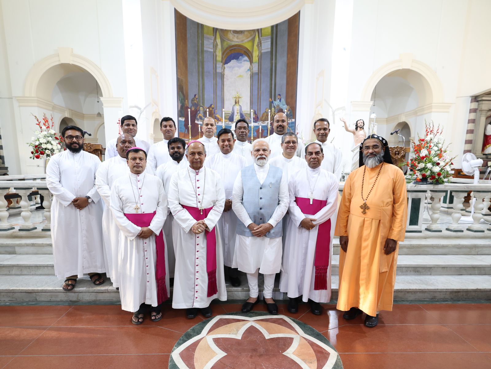 Delhi: PM Modi visits Sacred Heart Cathedral Catholic Church on Easter