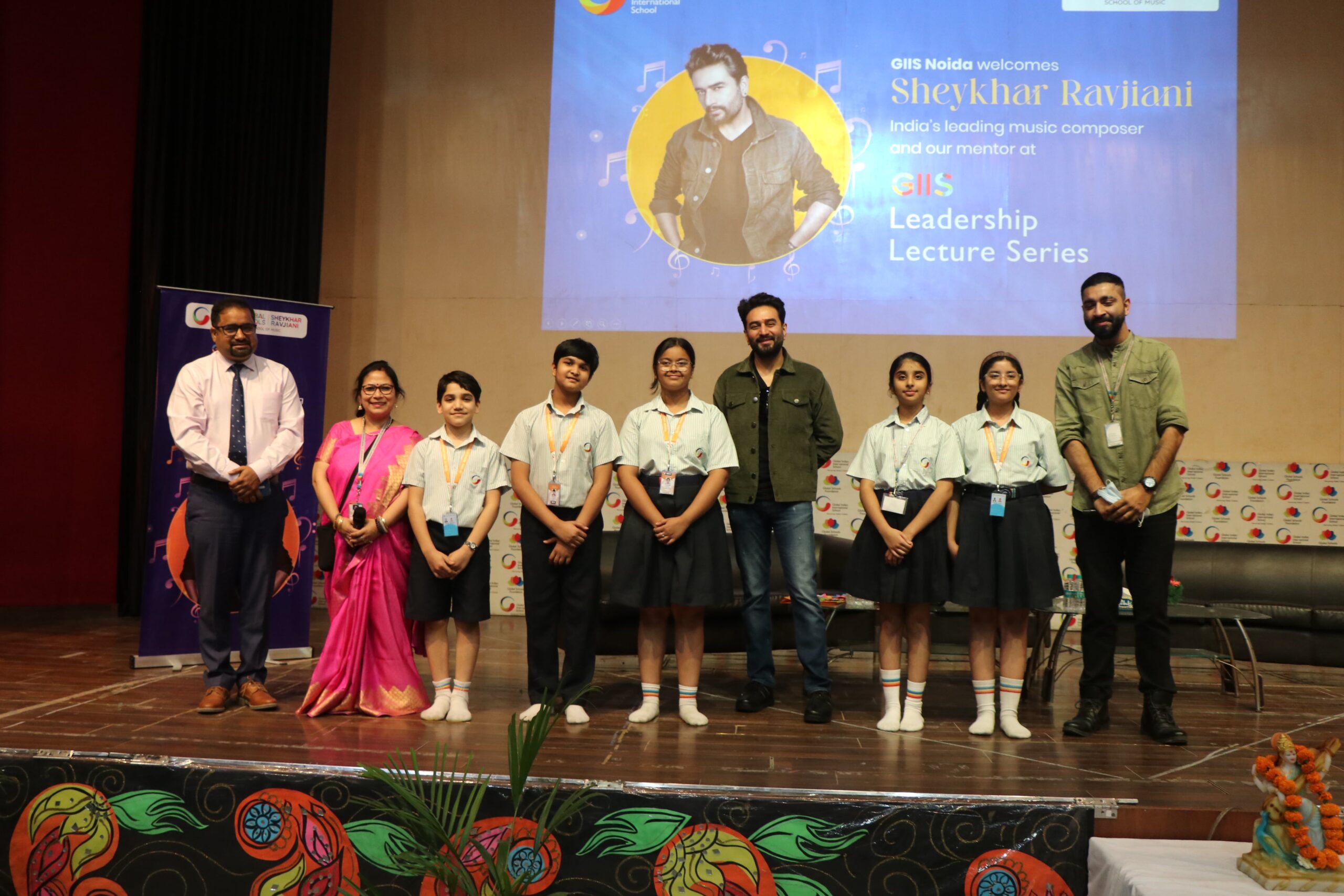 Sheykhar Ravjiani at the GIIS Leadership Lecture Series in Noida with talent show participants min scaled