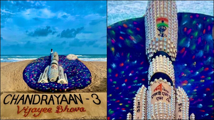 Sudarsan Pattnaik’s Sand Art Wishes ISRO Success for Chandrayaan 3 Mission