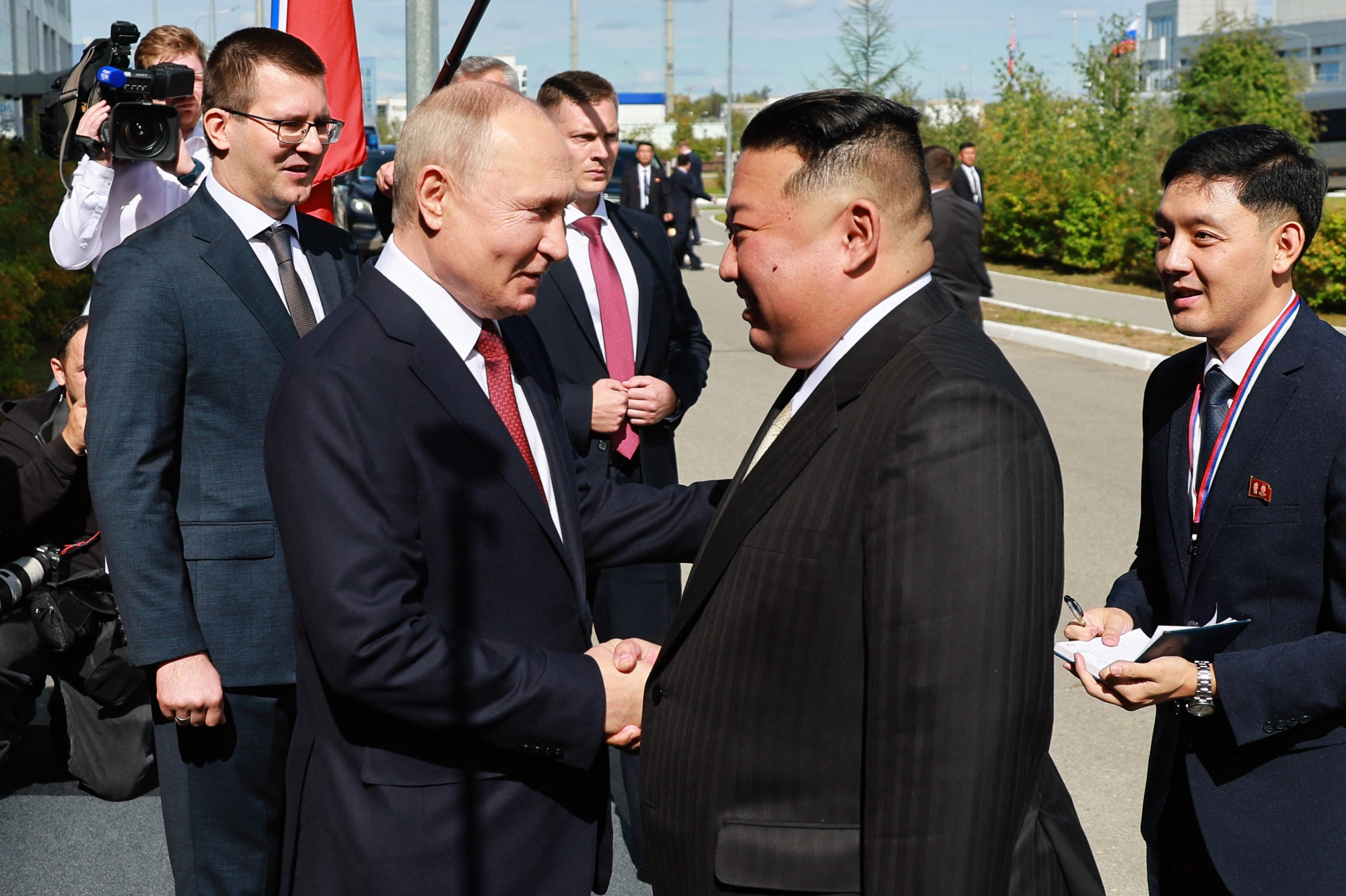 Russian President Vladimir Putin and North Korean leader Kim Jong Un convene at a space center