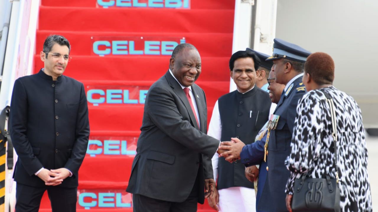 South African President Cyril Ramaphosa Lands in New Delhi for G20 Summit