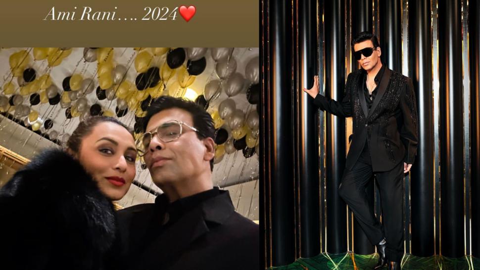 Karan Johar, Rani Mukerji twin in black at New Year bash; pose for selfie!