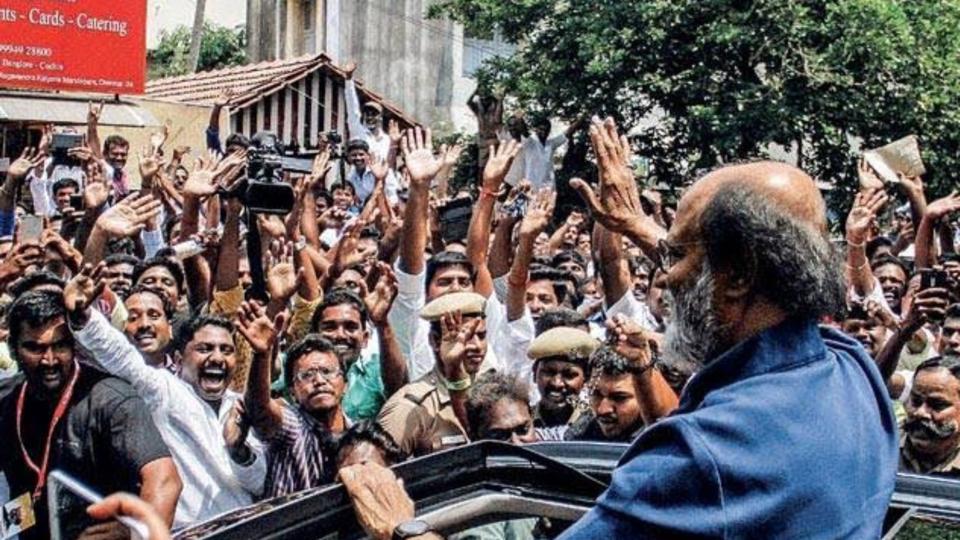 Rajinikanth greets fans gathered outside his Chennai residence on New Year!