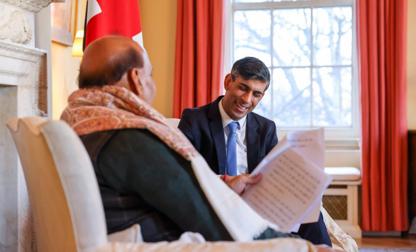 Rajnath Singh, UK PM Rishi Sunak Discuss Issues Related to Defence, Economic Cooperation