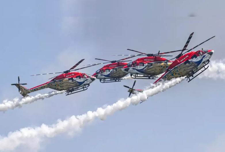 The Sarang helicopter display team is prepared for the Singapore Airshow 2024.