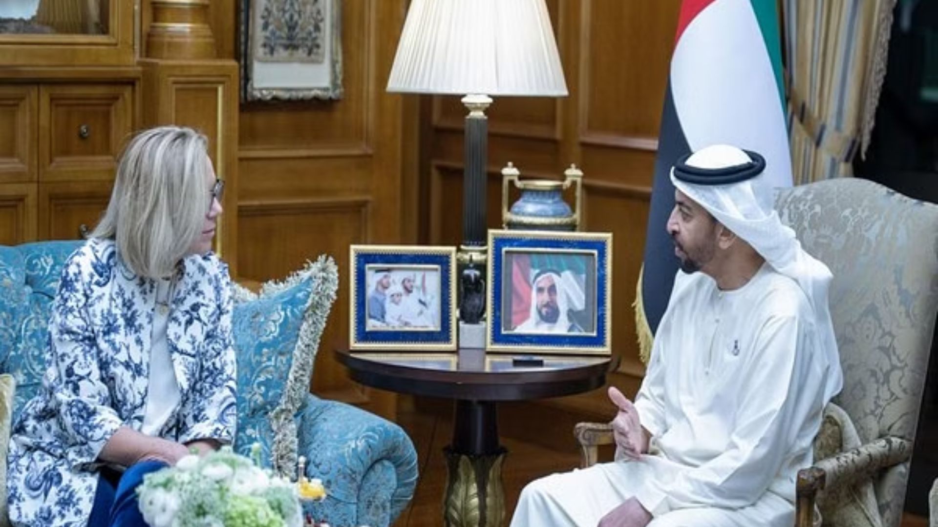 Sheikh Hamdan bin Zayed meets with the UN Senior Humanitarian and Reconstruction Coordinator for Gaza