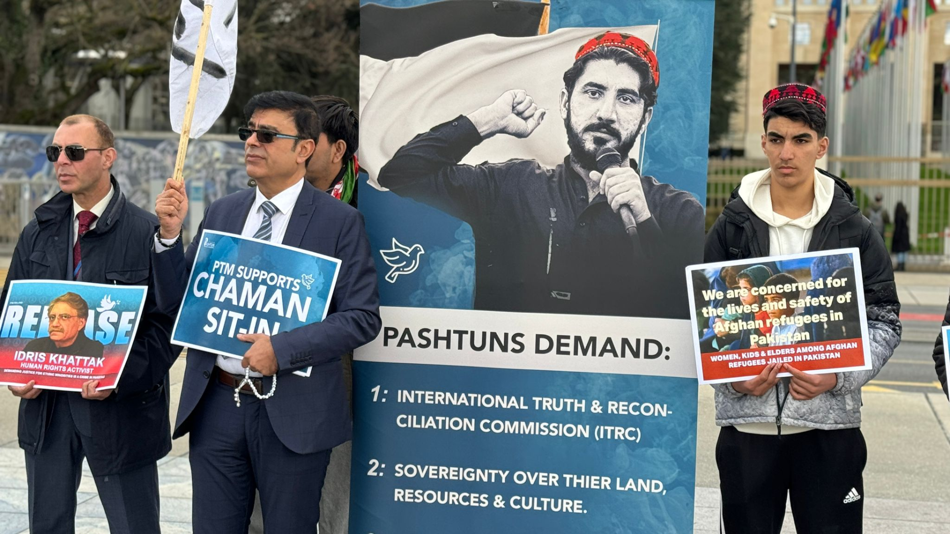 Pashtuns protest at UNHRC over PTM leaders’ crackdown by Pakistan