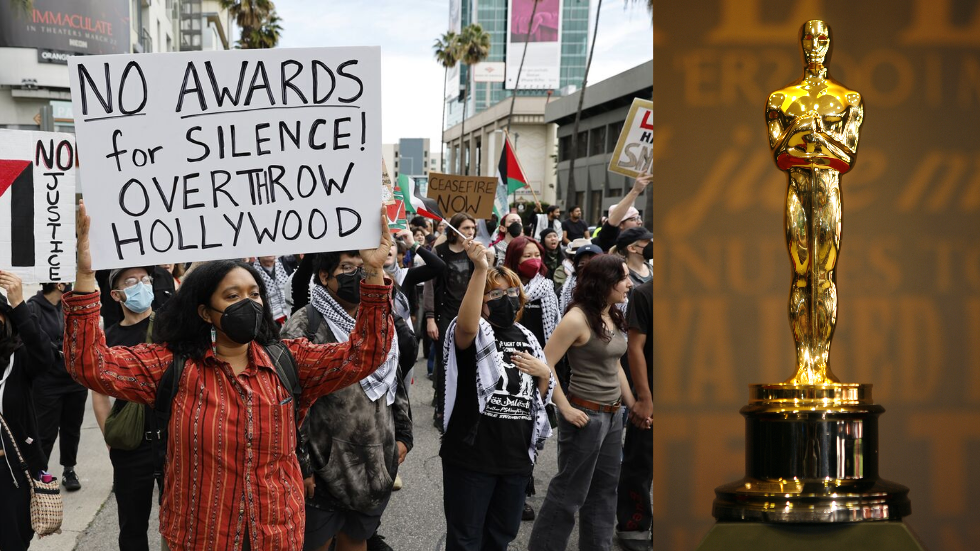Protestors Carry ‘No Awards For Genocide’ Signs To Disrupt Oscars 2024, Broadcast Gets Delayed