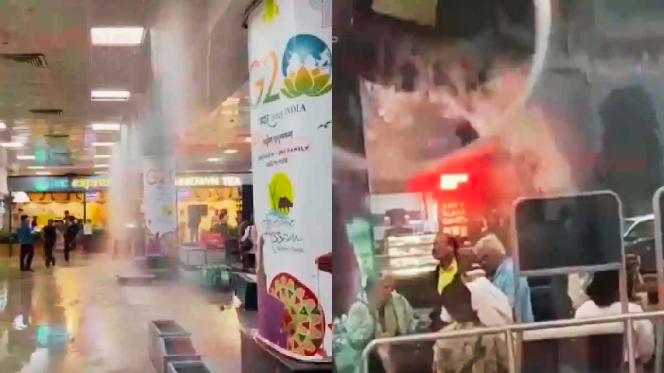 Airport Ceiling Falls Amid Heavy Rain In Guwahati, Watch Video