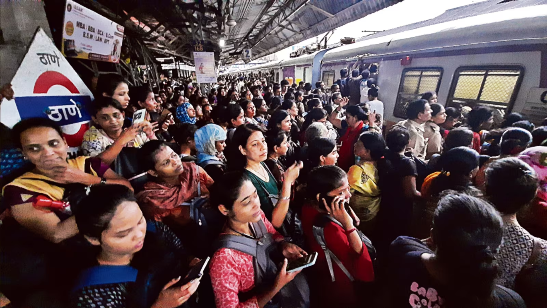 Crowd Chaos Near Mumbai As Local Train Services Delayed By Storm : WATCH