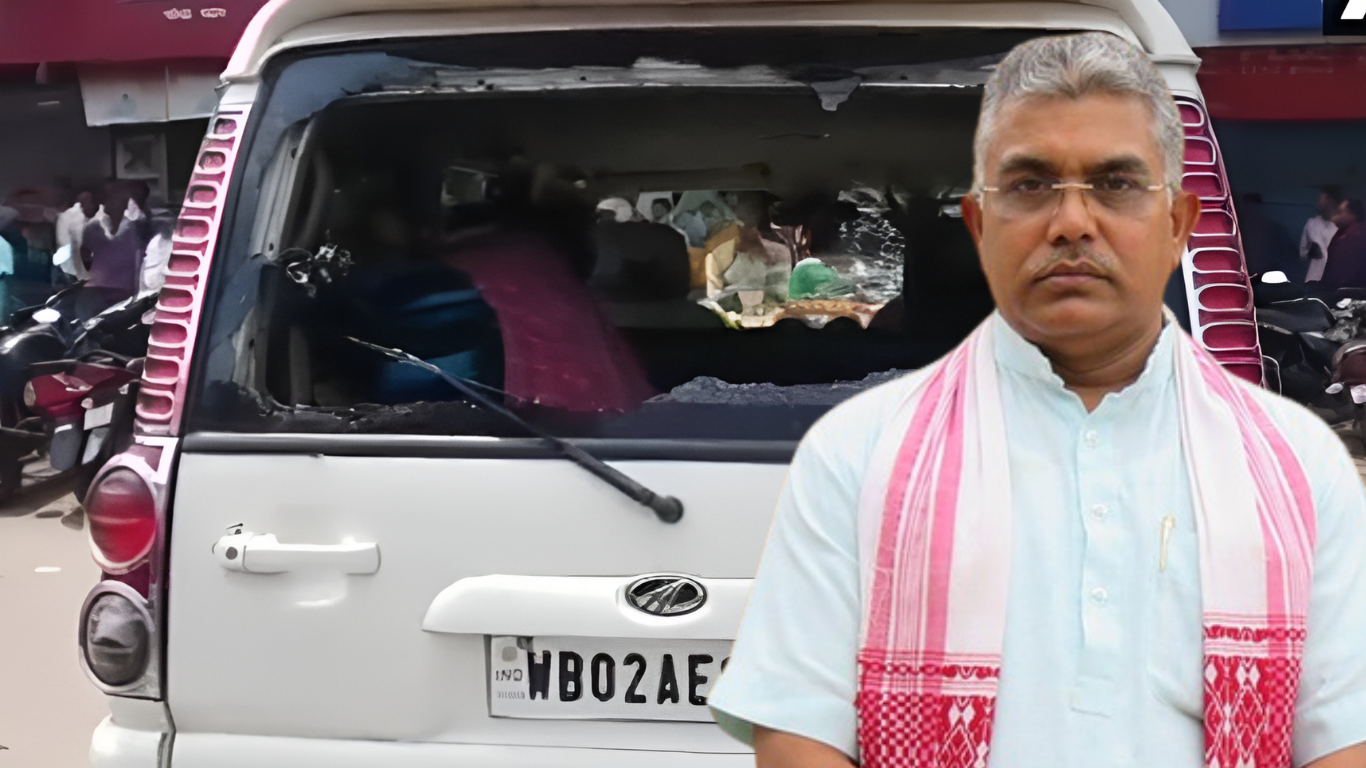 Attack on BJP Bengal Leader Dilip Ghosh Convoy, Car Vandalised