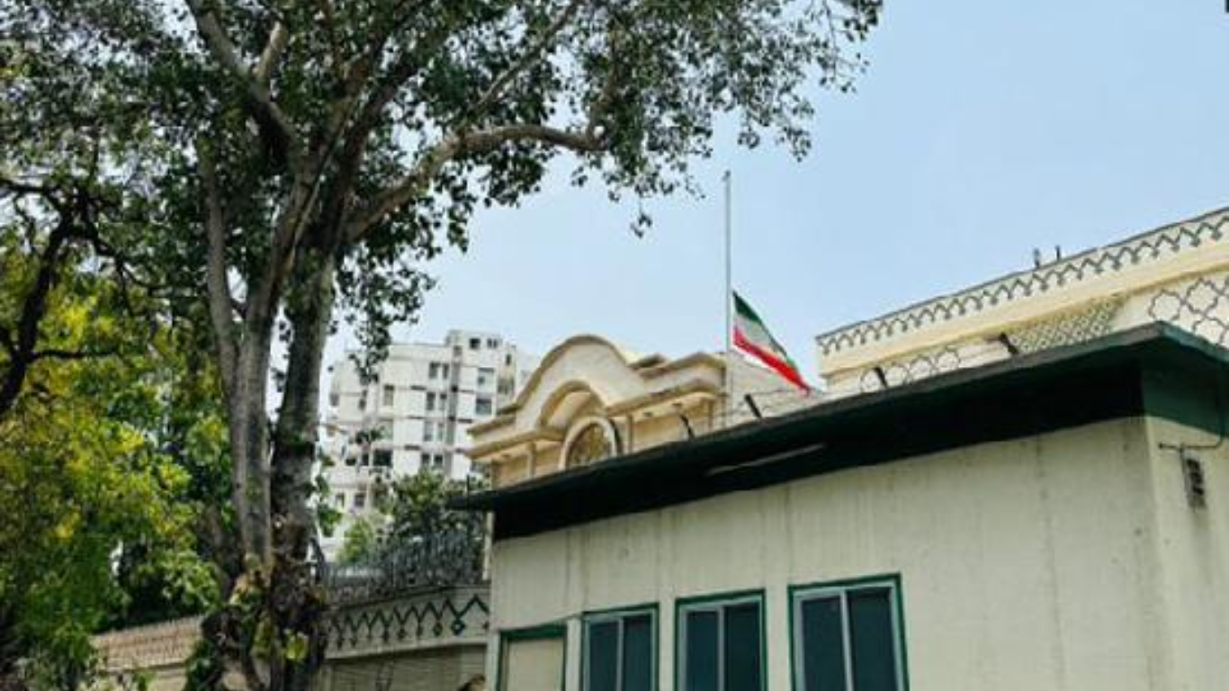 Iranian Embassy in New Delhi Lowers Flag to Half-Mast As A Tribute To President Raisi Following Fatal Helicopter Crash