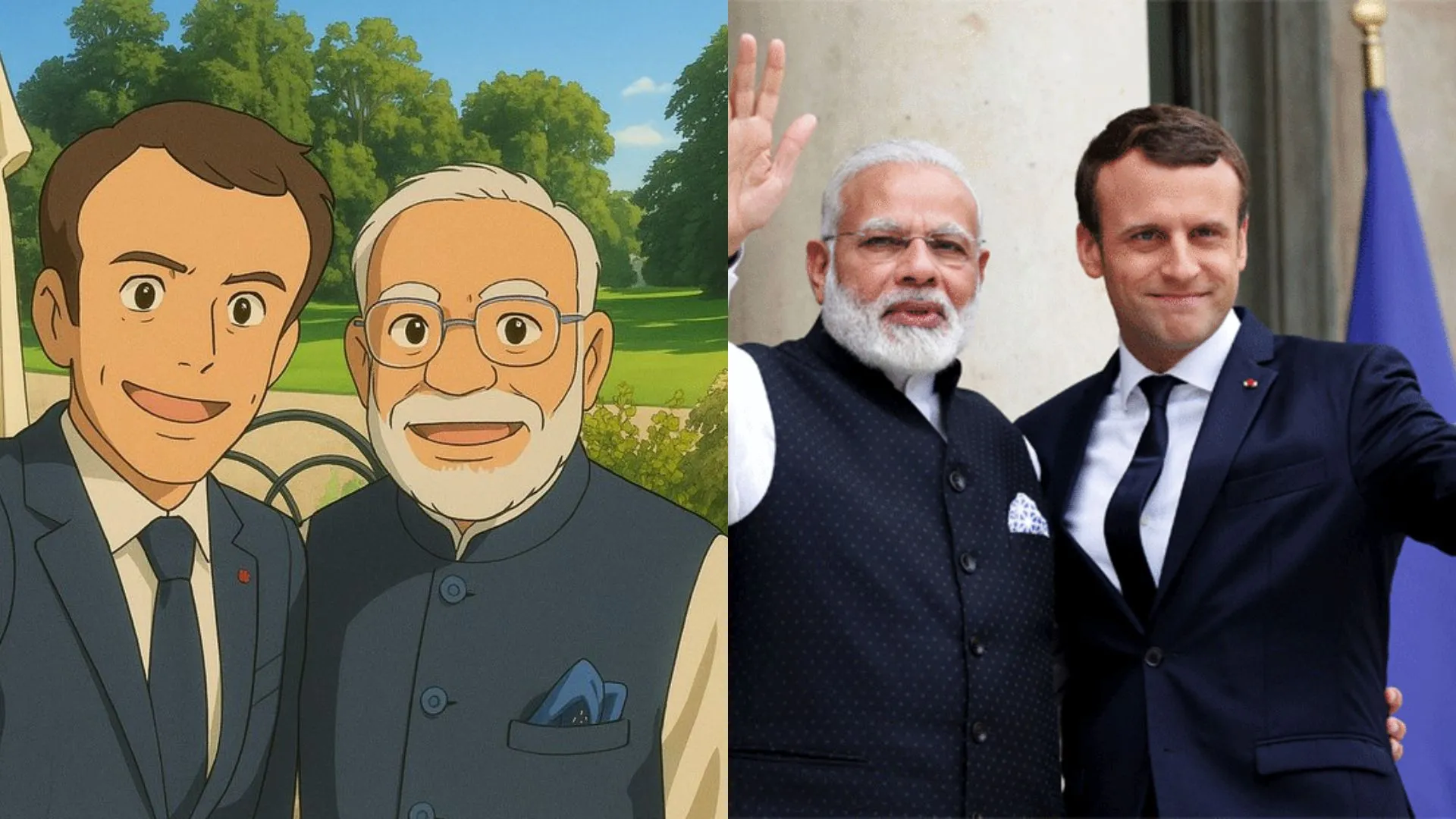 French Embassy Honors India-France Friendship With Adorable Ghibli Art Of PM Modi, Macron