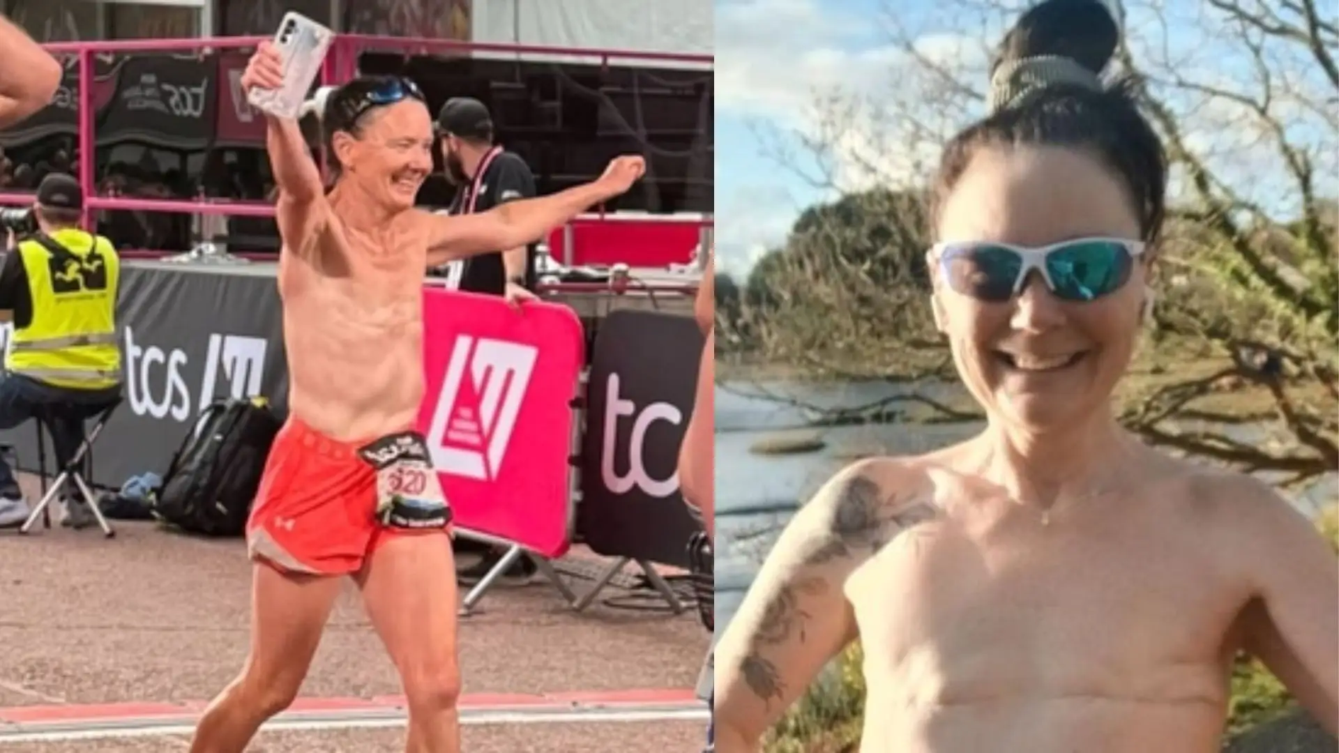 Breast Cancer Survivor Runs Topless In London Marathon To Celebrate Scars And Spread Awareness