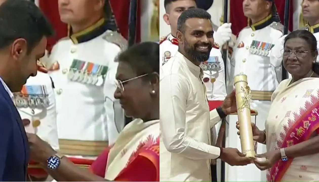 R. Ashwin And R. Sreejesh Honored With Padma Shri At Rashtrapati Bhavan Ceremony
