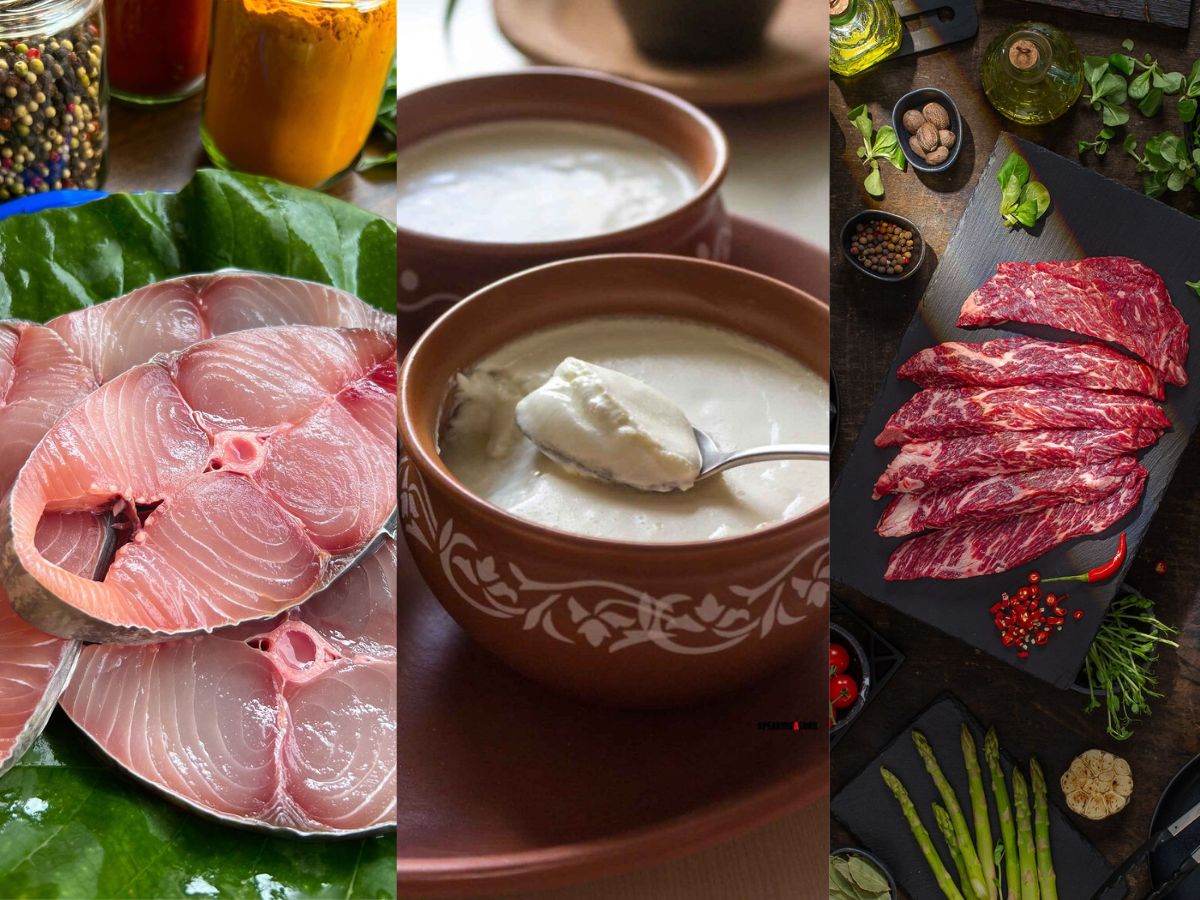 Mixing curd with raw meat or fish