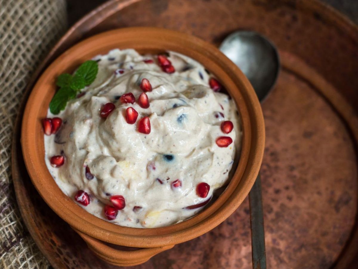 Mixing curd with certain fruits