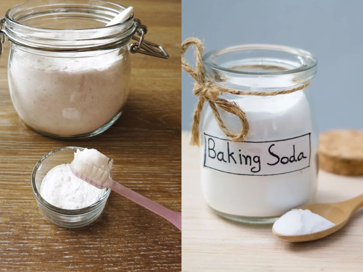 Brushing with baking soda