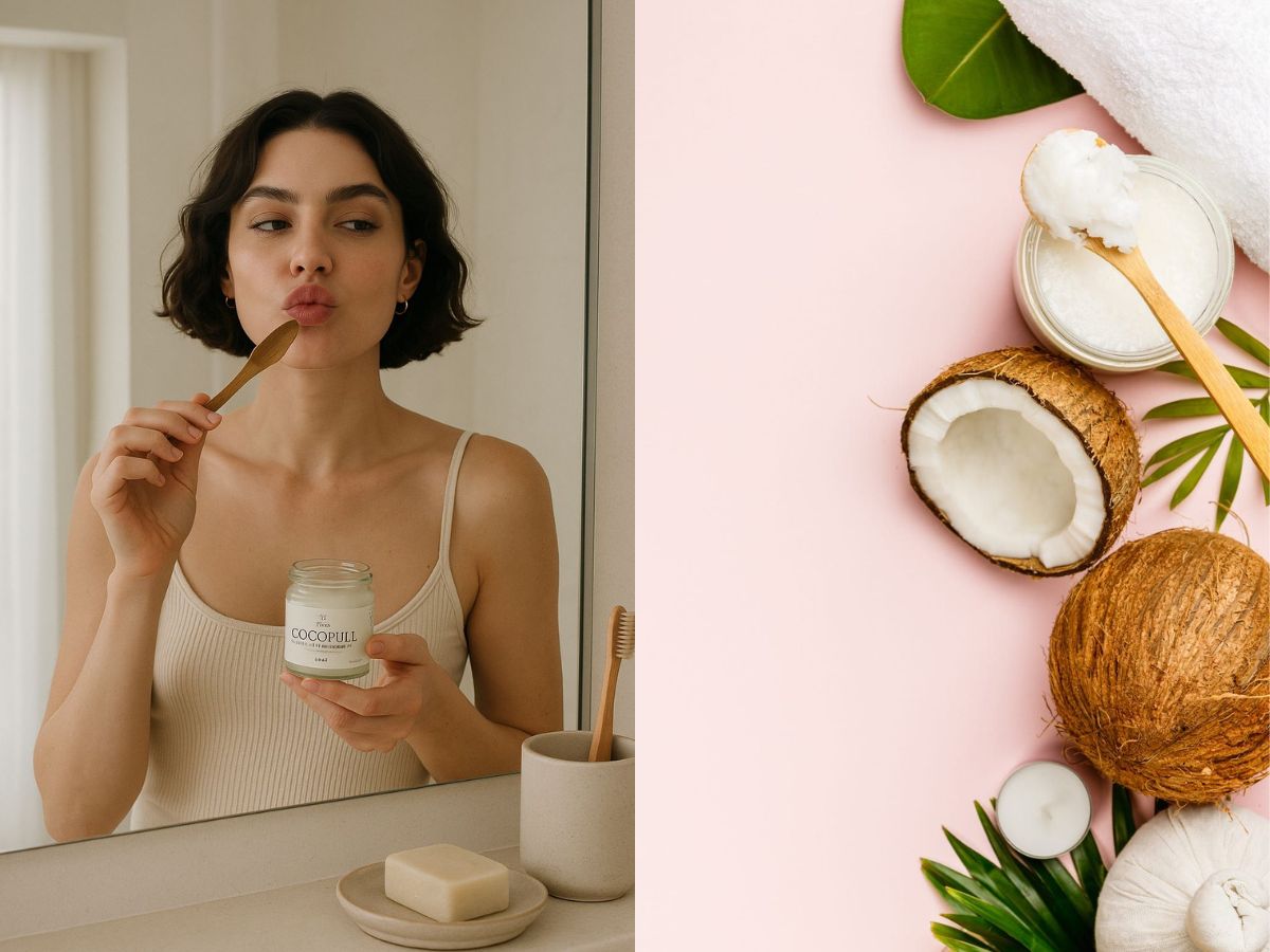 Oil pulling with coconut oil