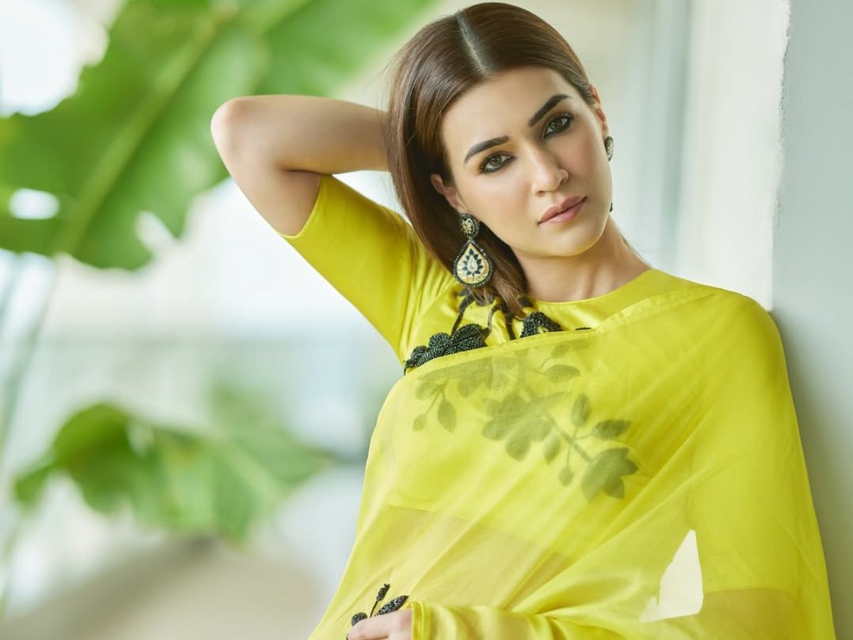 Lime Green Floral Saree