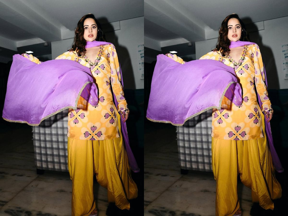 Yellow and Purple Punjabi Suit