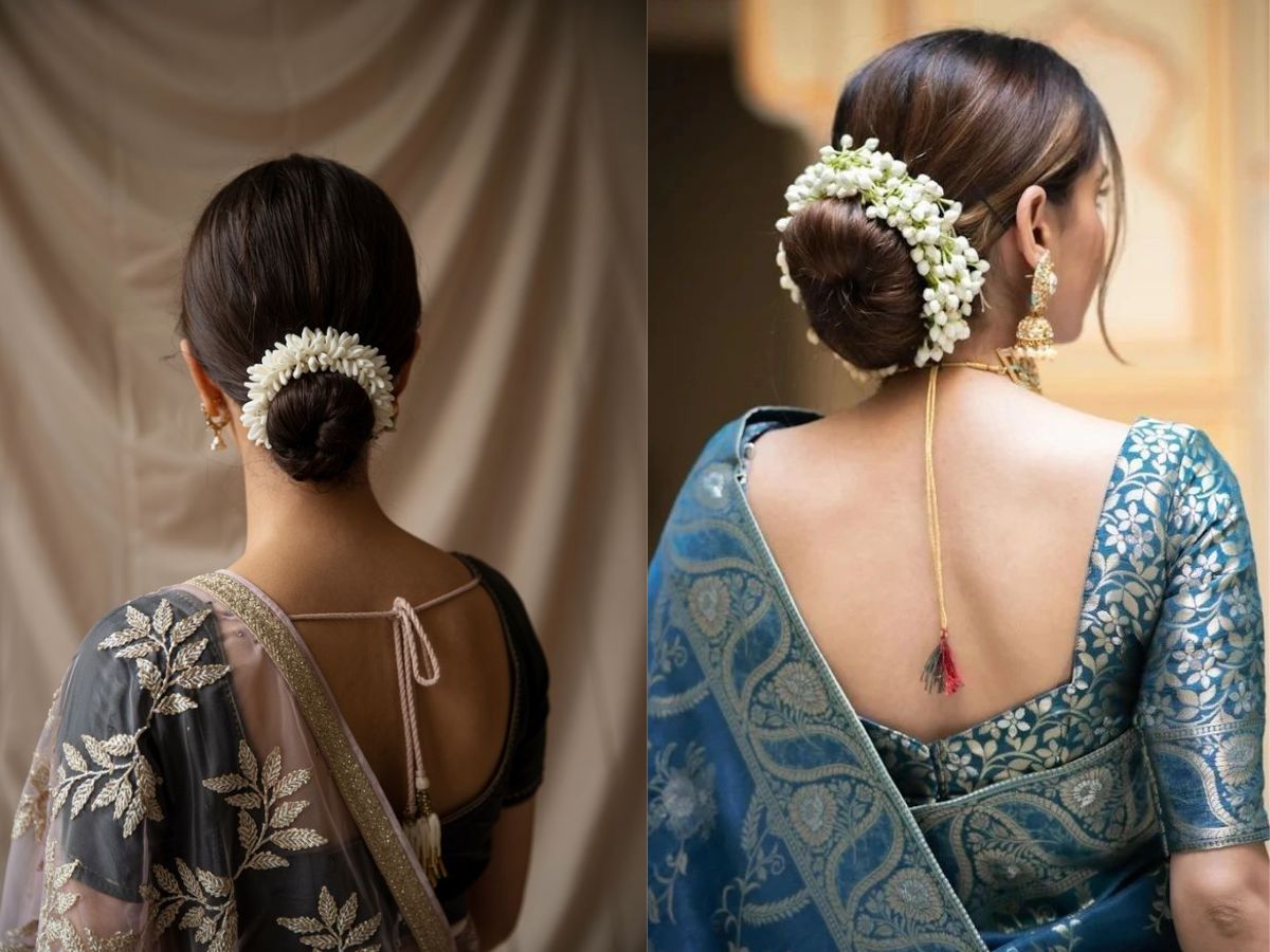 Classic low bun with gajra