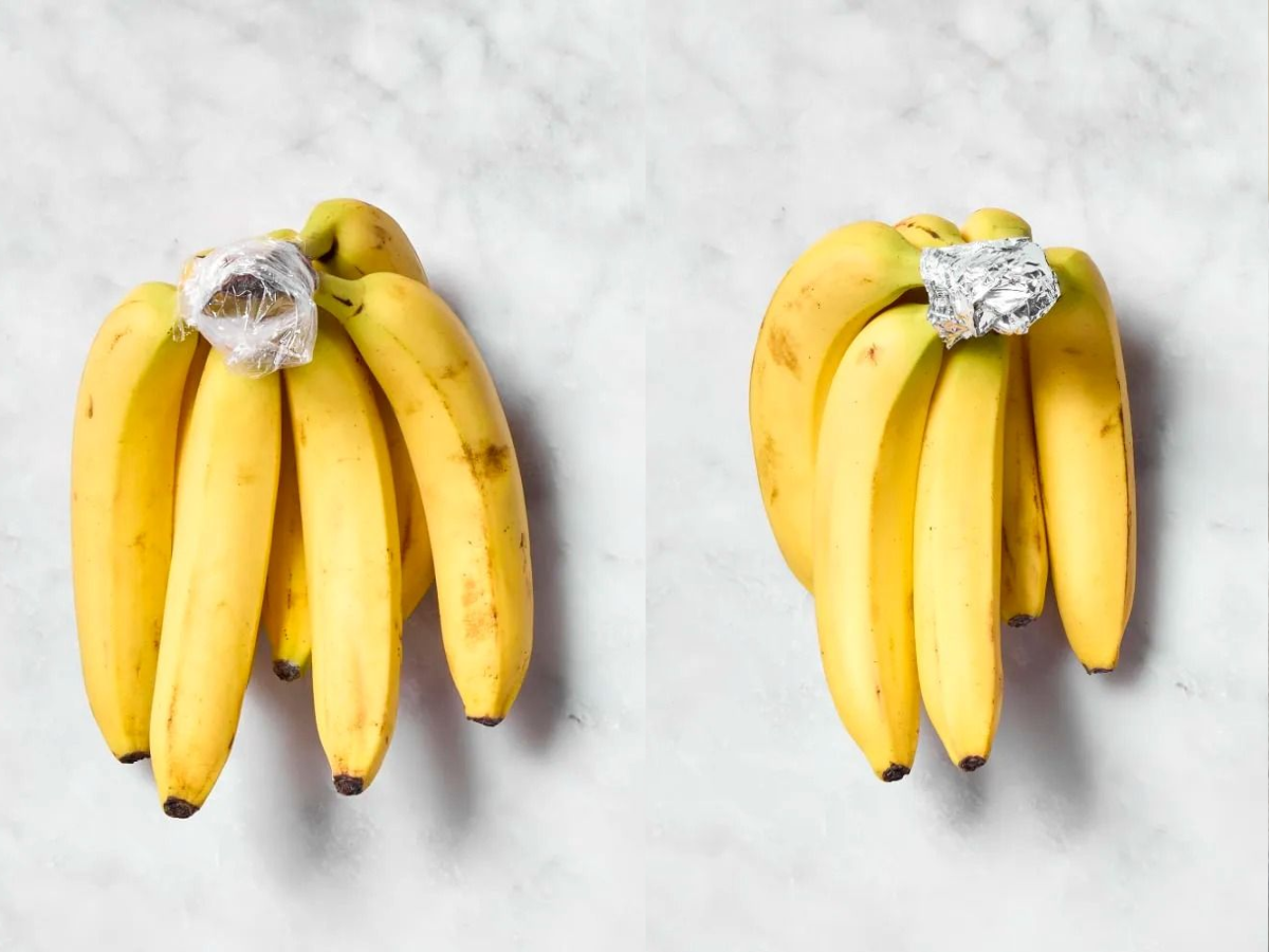 Wrap Banana Stem In Foil/ Plastic Wrap