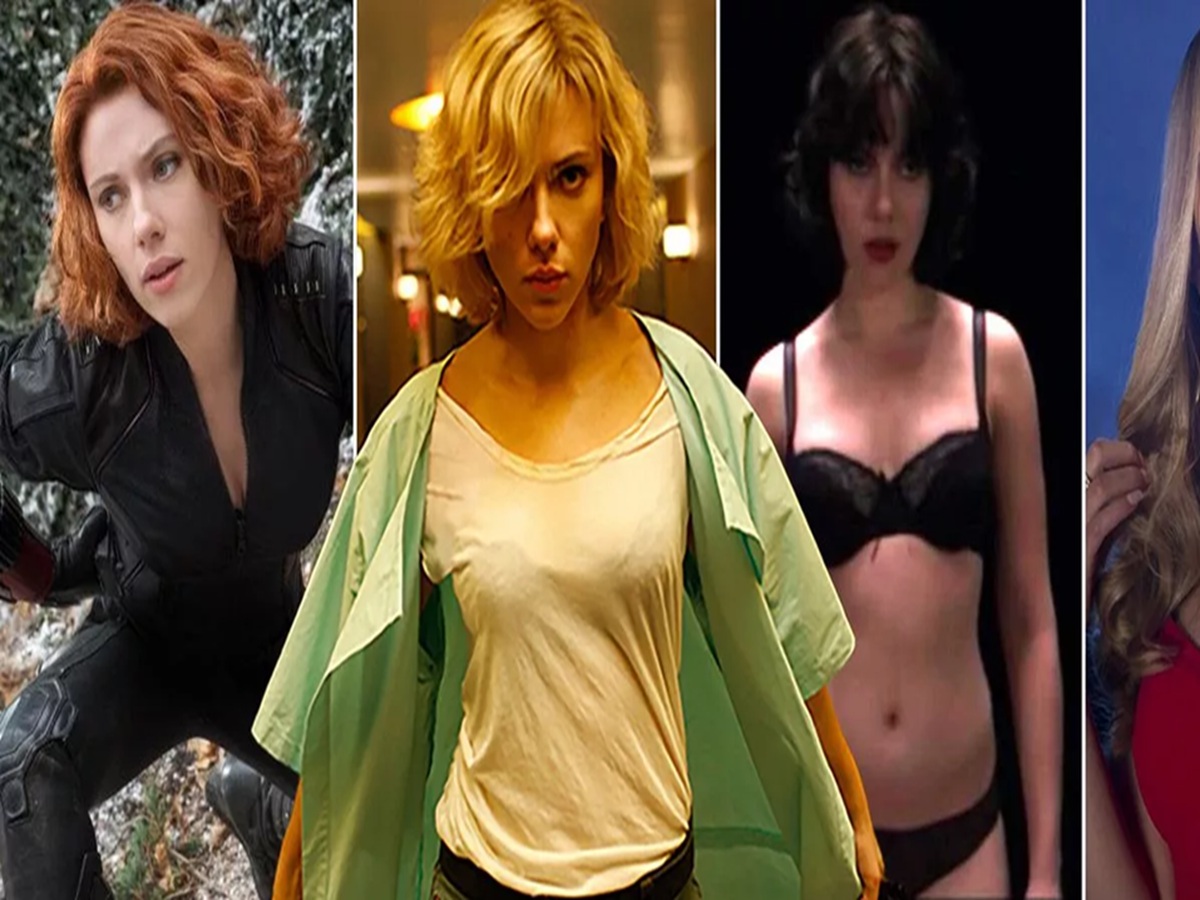 Scarlett Johansson in a glamorous pose, showcasing her timeless beauty and bold style