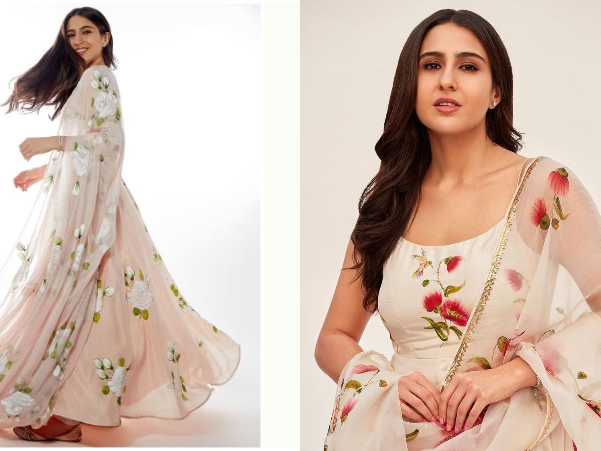Rosy Blush and Nude Lips With A Floral Anarkali