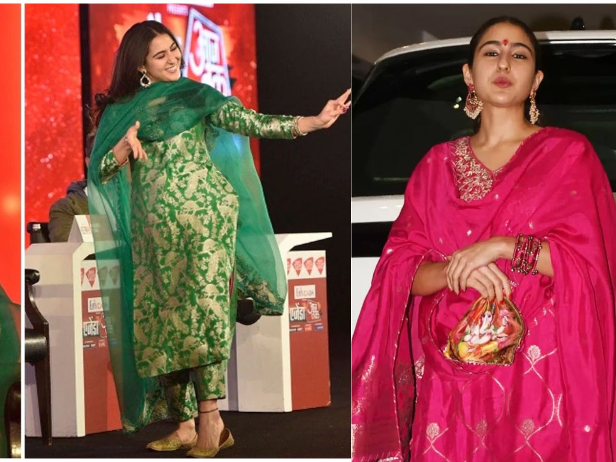 Kohi rimmed eyes with glossed skin and banarasi suit