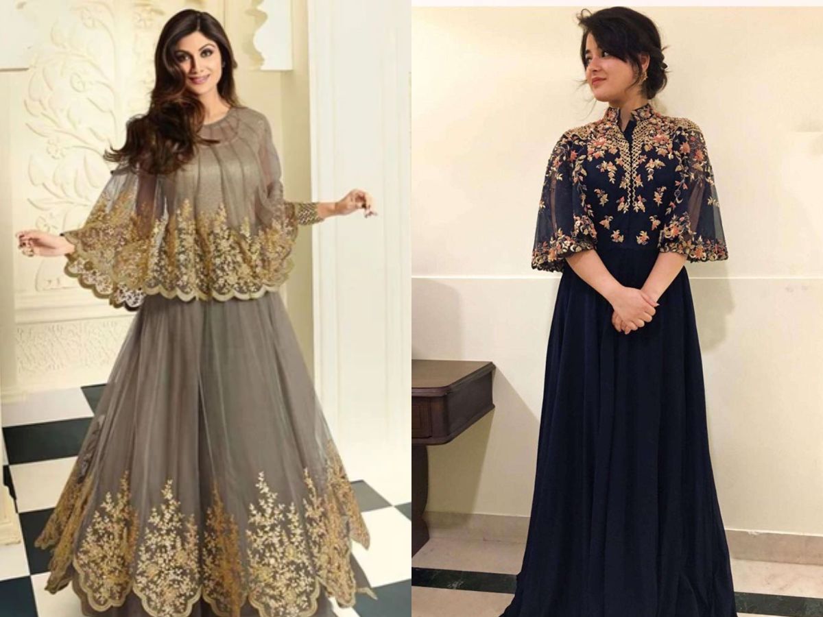 Fusion cape-style anarkali