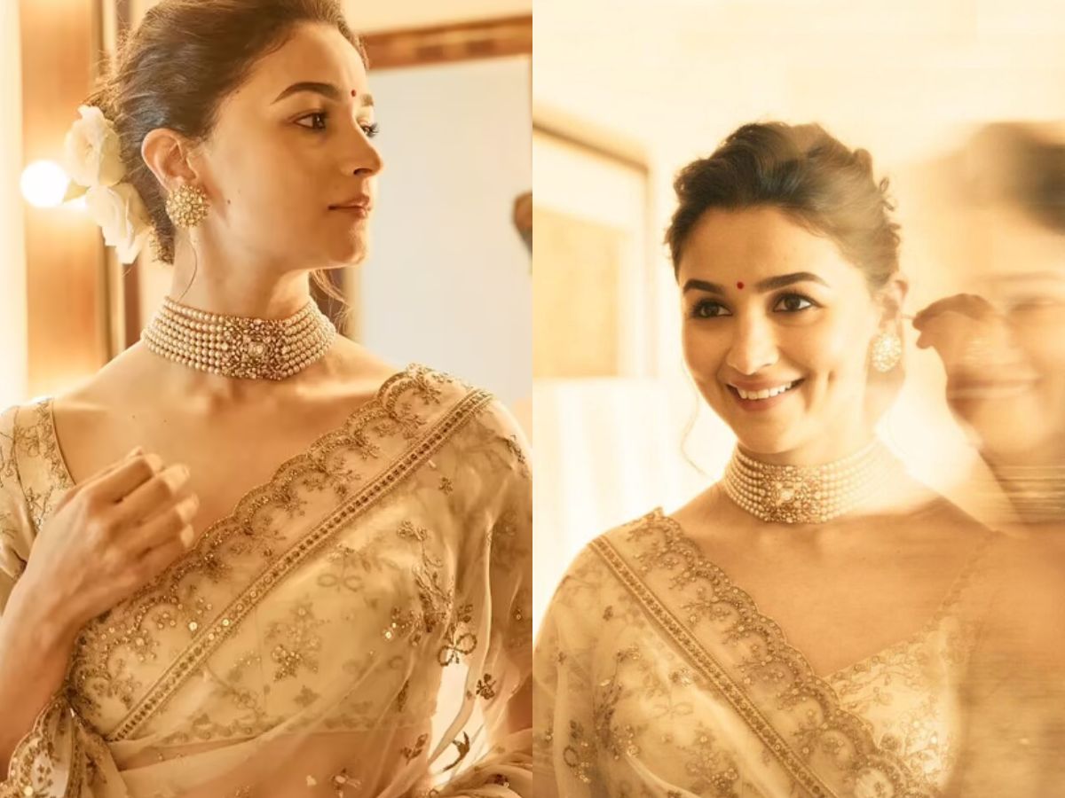 Alia Bhatt's Elegant Ivory Saree Look