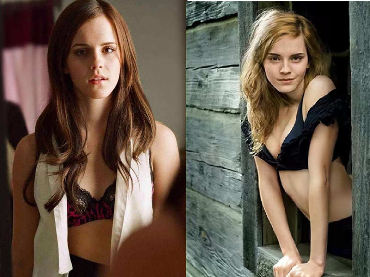 Emma Watson showing off her stunning figure and radiant beauty in a bold, confident pose