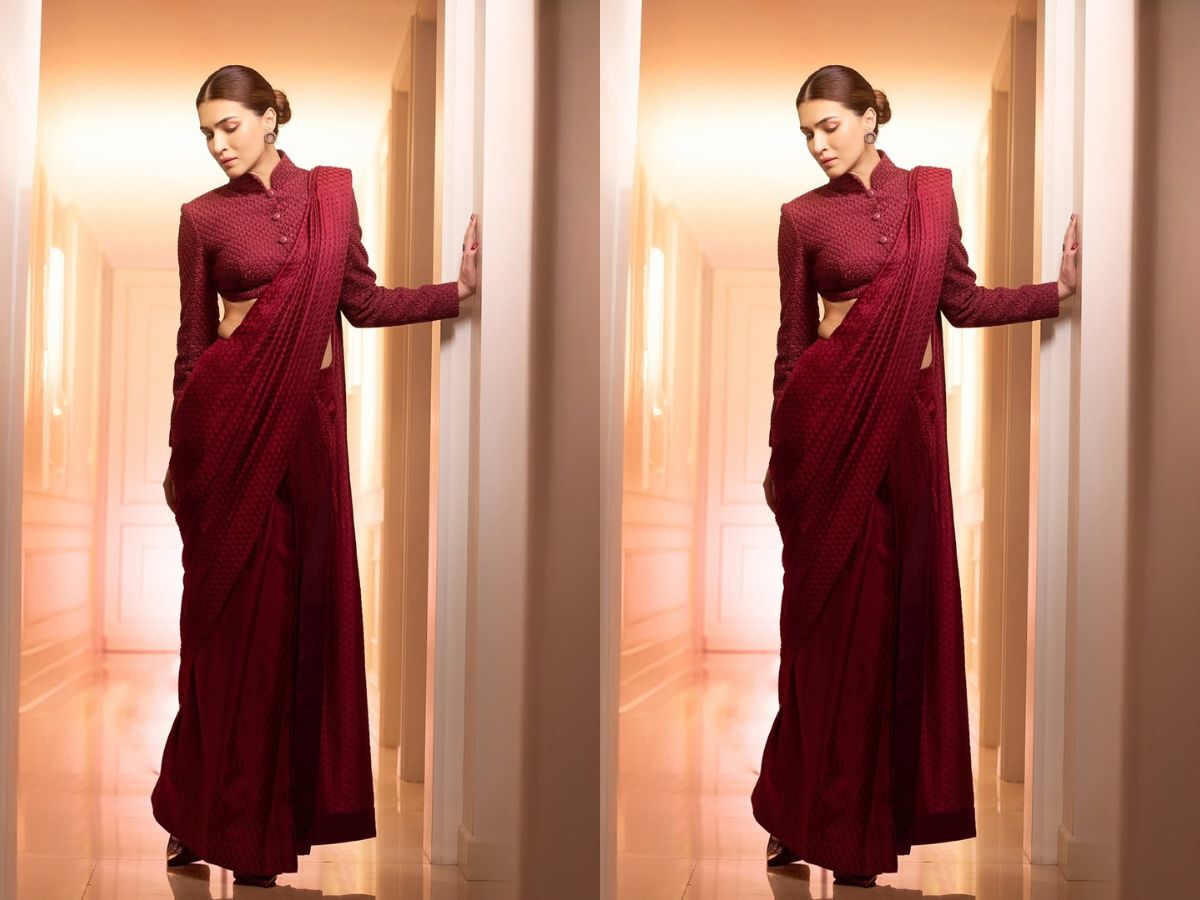 Maroon Saree with Structured Blouse