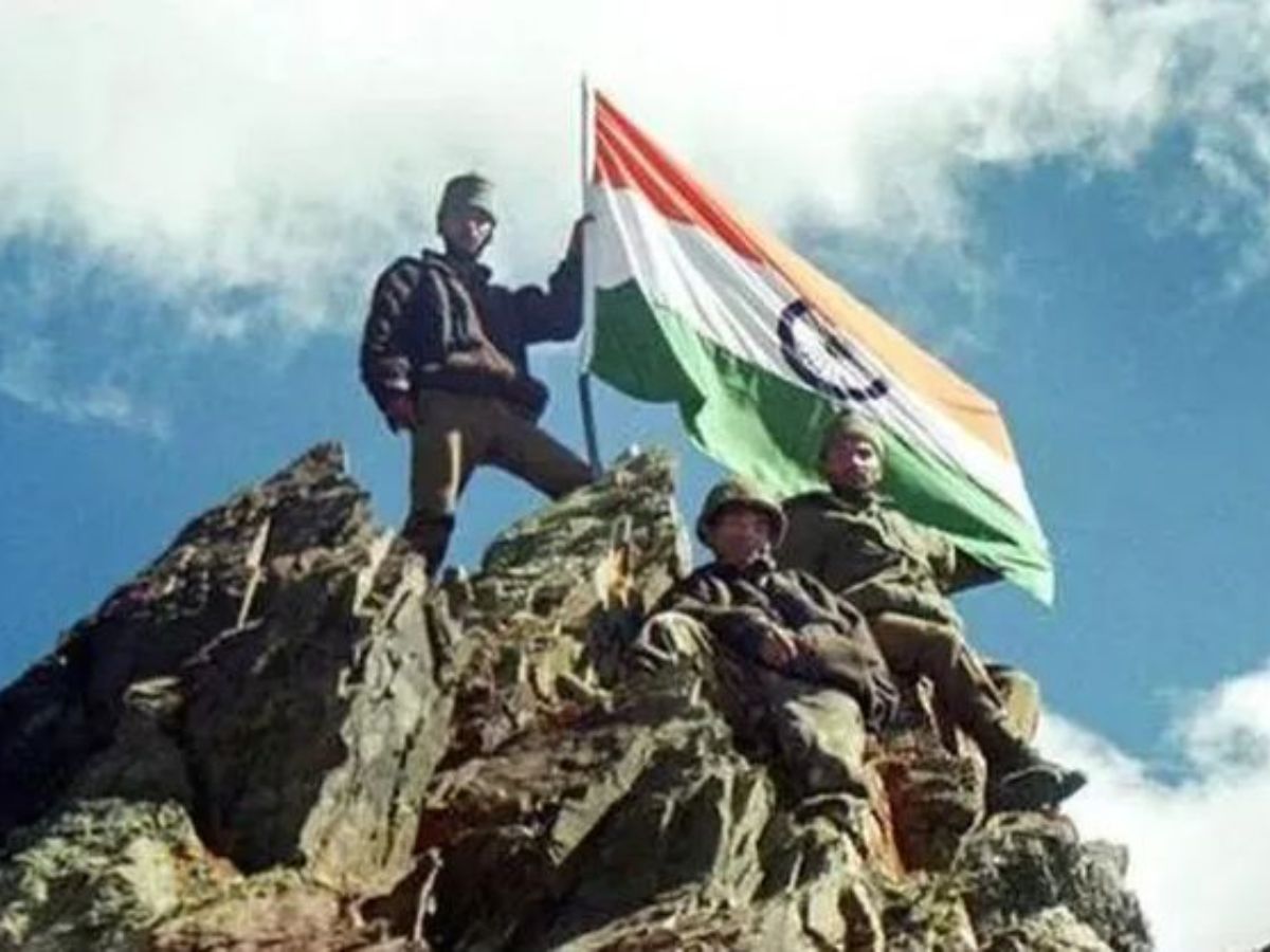 Indian National Flag On Tiger Hill Top In Drass
