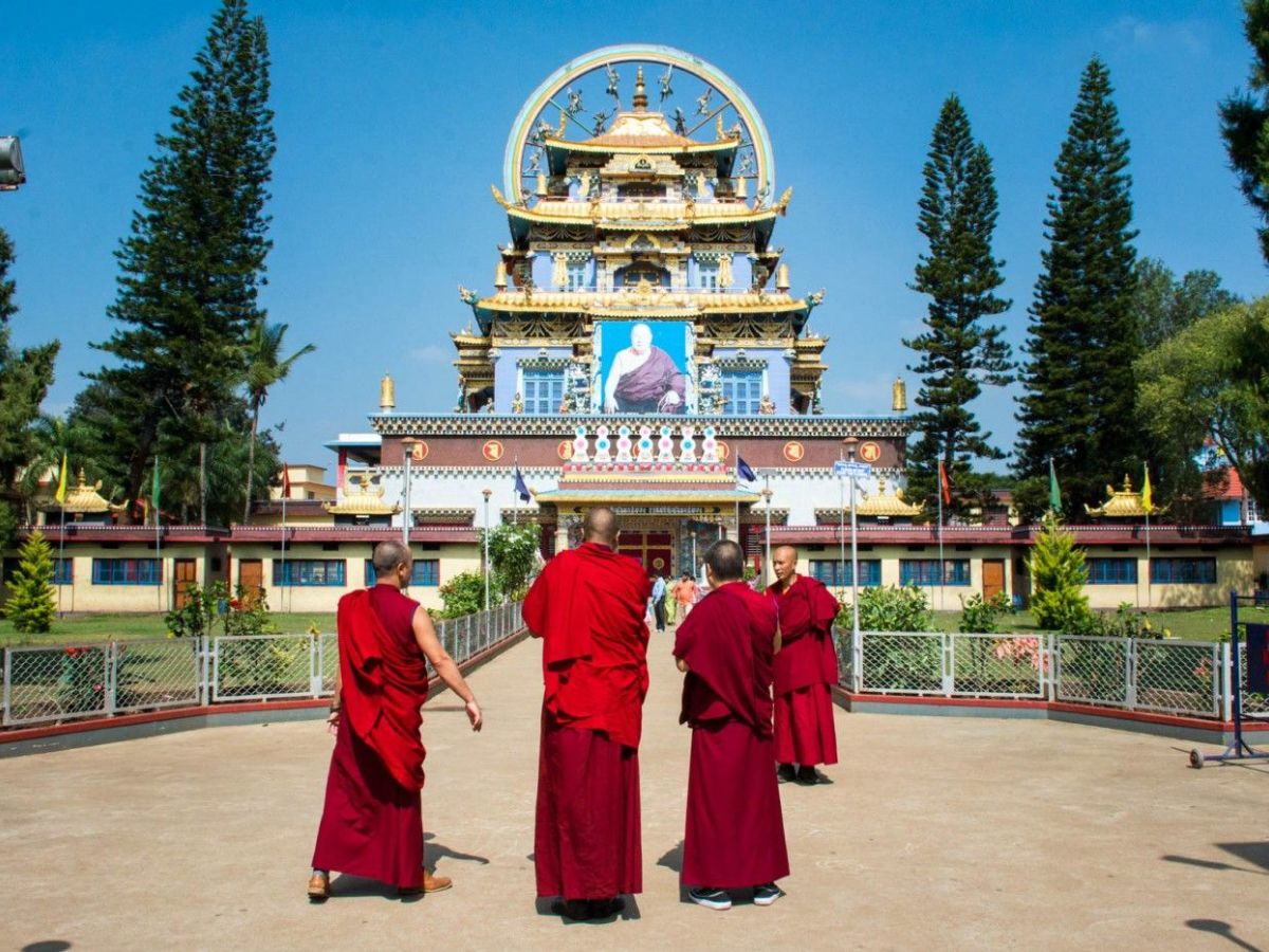 Namdroling Golden Temple in Bylakuppe, Tibetan Buddhist monastery.