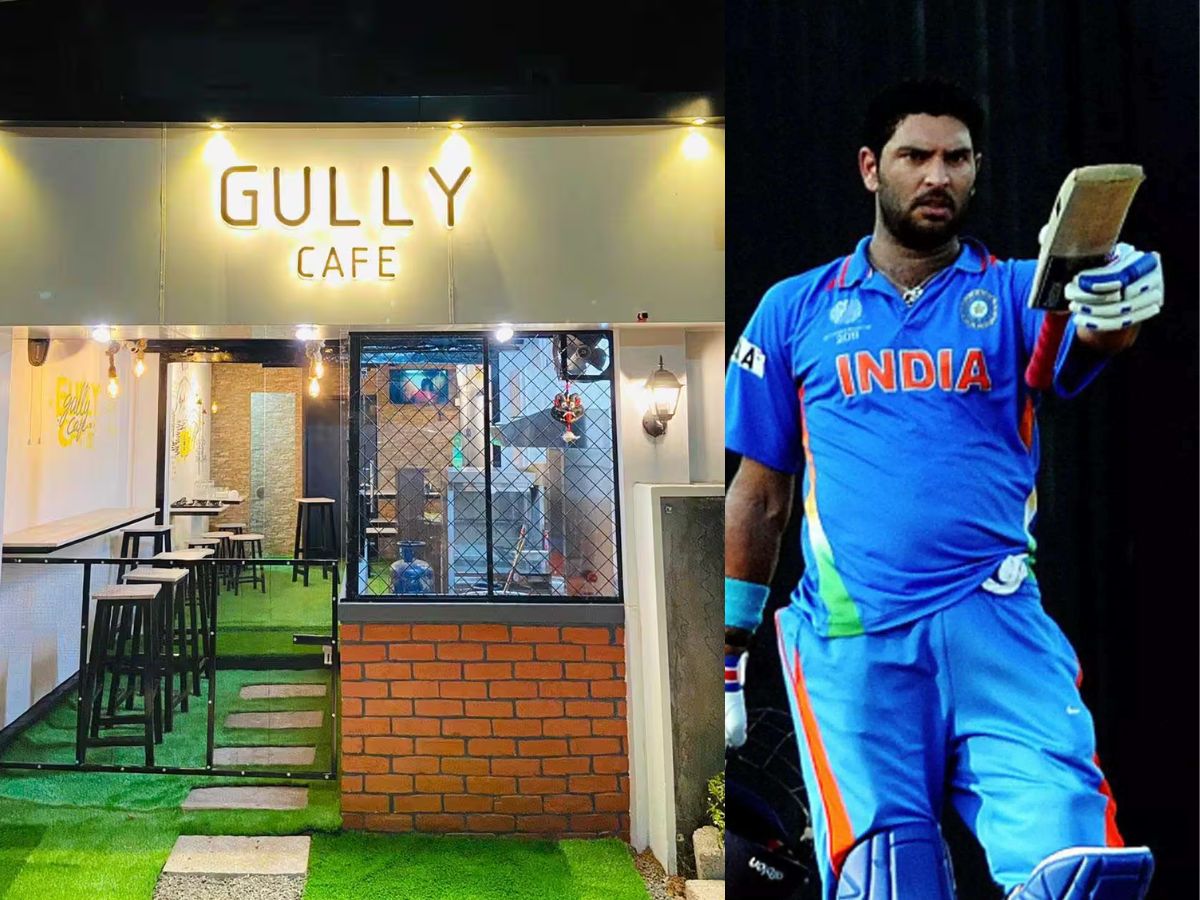 Urban-style cafe with cricket posters and street-style food at Gully Cafe