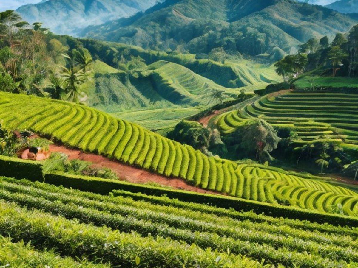 Misty tea plantations of Munnar during monsoon