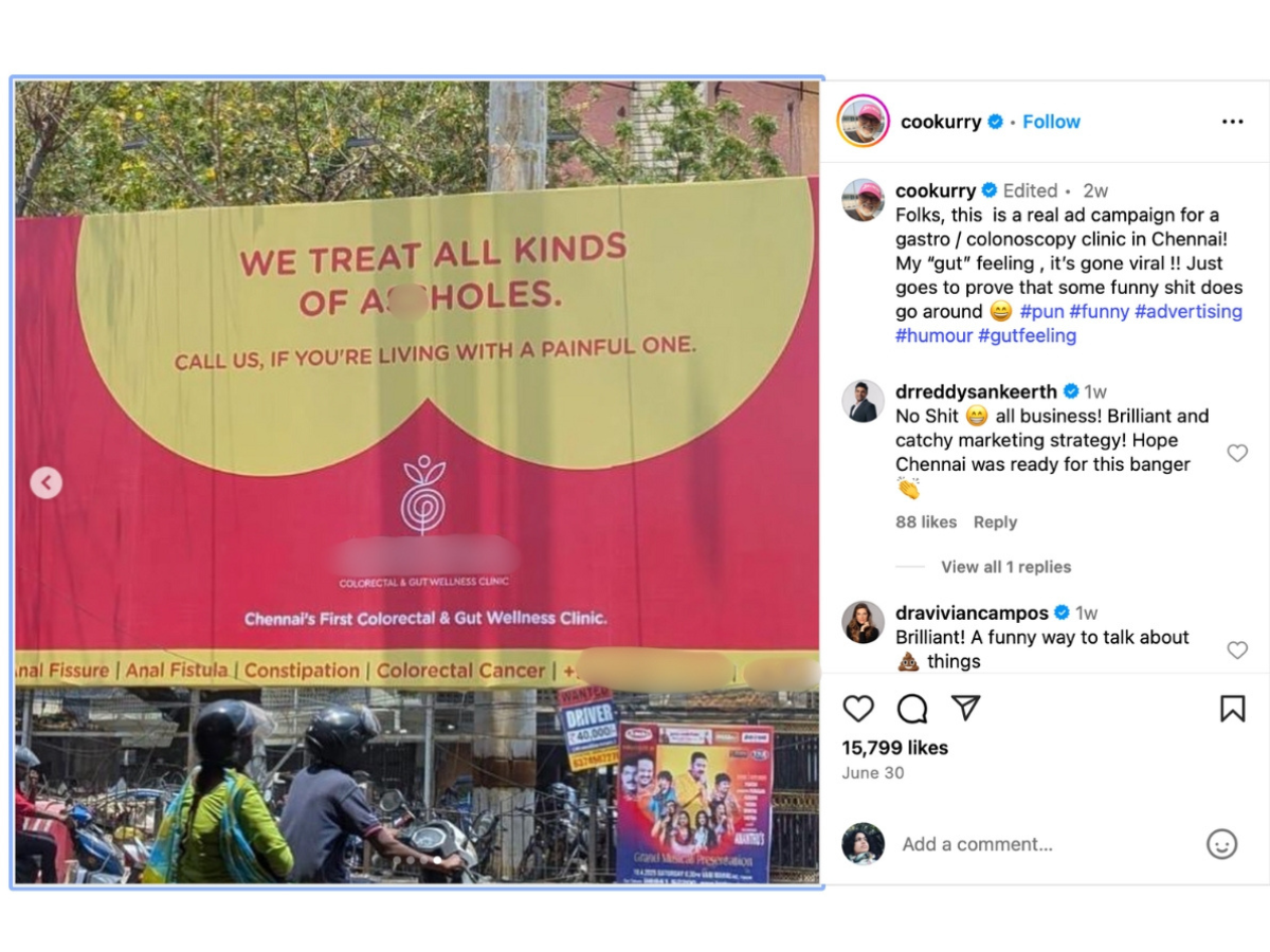 A billboard of the gut health clinic in Chennai.